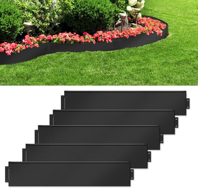 Gazonrand metaal 45mx15cm Perkrand Maairand Gegalvaniseerd Perkrand Maairand Palissade Tuinbed voor Tuinplanten Groenteteelt Bloemen Zwart-45 stuks 100cmx15cm (LxH)