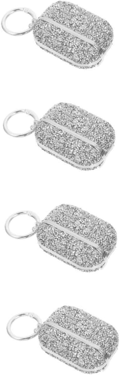 Beschermhoes Oortelefoon - Oplaadhoes Cover - Oortelefoon Beschermen - Glitter Ontwerp - 7 x 5 x 10.8 cm - Zilver