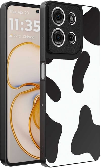 Geschikt voor Motorola Edge 50 Telefoonhoesje met Koeienvlekken Opdruk - TPU Backcover Case With Cow Patches Design - Smartphonica geschikt voor Motorola Edge 50