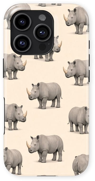 Safari Tough Case geschikt voor iPhone 16 Pro | Premium hoesje met Safari Dieren Design | Geschikt voor Mag | Dieren Print Backcover geschikt voor iPhone 16 Pro Neushoorn