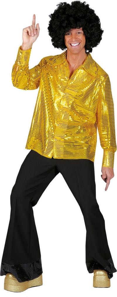 Blauwe glitter overhemd heren