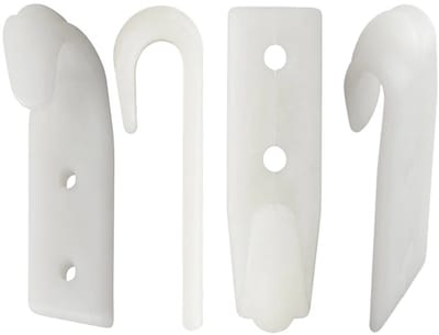 65 x 20 mm wit kunststof nylon touwhaak schroefbevestiging - witte bindhaak voor de aanhanger - sjorhaak - nethaak - gaaskleed haak