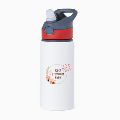 Hacebo® - Bonusmoeder cadeau - waterfles met rietje rood - Stiefmoeder cadeau - Bonusmama - Stiefmoeder cadeautjes - Moederdag cadeau - mamacadeautjes verjaardag - liefste mama - Bonusmama - Leuk kado om te geven - water fles - 650ML