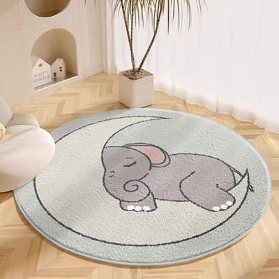 Rond Tapijt Woonkamer Pluche Mat Dik Kinderkamer Leeshoek Cartoon Slaapkamer Studeerkamer Draaistoel Geluidsdempende Voetmat 60cm