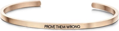 Key Moments 8KM-B00123 - Stalen open bangle met tekst - prove them wrong - zirkonia - one-size - rosékleurig
