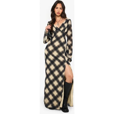 boohoo Dames Bekijk Chiffon Plunge Maxi Jurk | Navy | Maat: 8