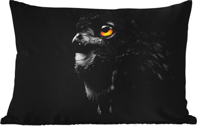 Buitenkussens - Tuin - Uil - Vogel - Zwart - Portret - 50x30 cm