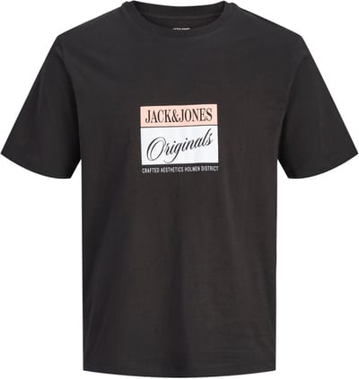 JACK&JONES - JORHYERES FRONT SS CREW NECK FST PLS - Heren Plus T-Shirt - Zwart