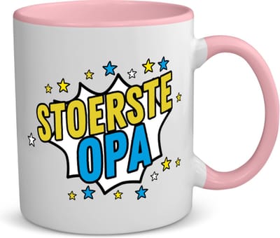 Akyol - stoerste opa koffiemok - theemok - roze - Opa - beste opa - verjaardagscadeau - cadeau voor opa - kado - gift - 350 ML inhoud