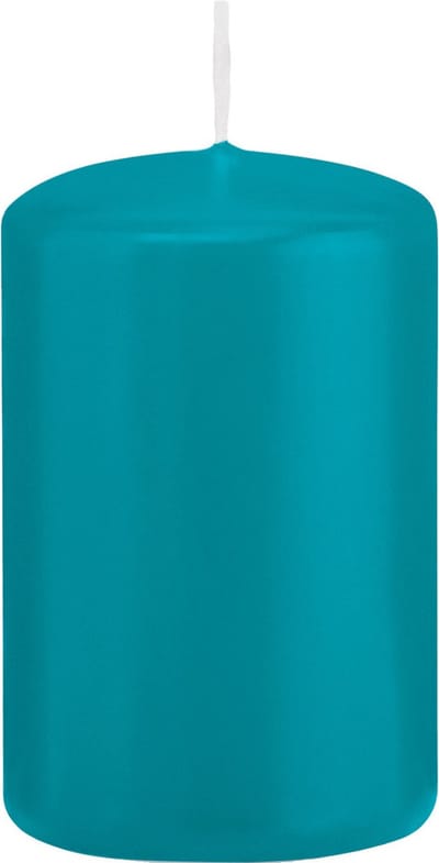 Trend Candles Cilinderkaars/stompkaars - turquoise - 5 x 8 cm - 18 branduren - met brandvertragende folie