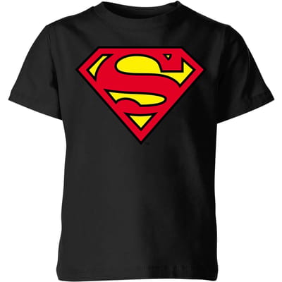 Official Superman Shield Kids' T-Shirt - Black - 98/104 (3-4 jaar)