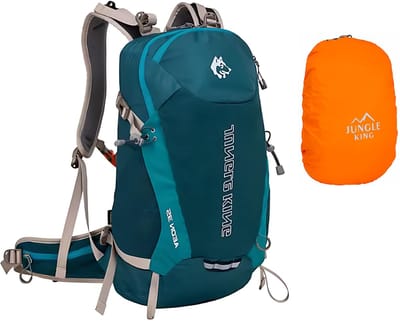 CarryQuest® - 35L Unisex Wandelrugzak - Lichtgewicht Nylon Hiking Backpack met Regenhoes, Rugventilatie, Ademend Draagcomfort & Ruime Opbergruimte - 50x33x19 cm - Blauw