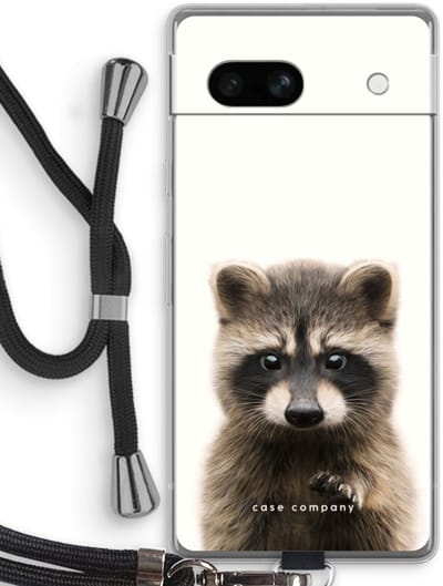 Case Company® - Hoesje met koord geschikt voor Google Pixel 7A hoesje met Koord - Rocco - Telefoonhoesje met Zwart Koord - Bescherming aan alle Kanten en Over de Schermrand