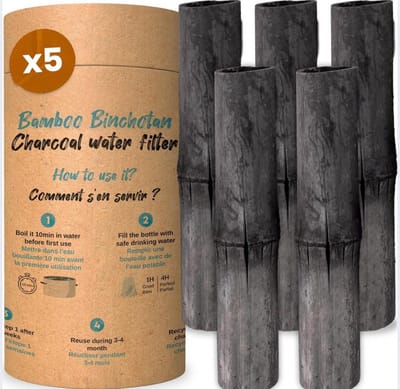 5x Binchotan actieve koolstof waterfilter van bamboe voor het reinigen van water in karaf met Toegevoegde blokkade van verontreinigende stoffen waterfilter kraan