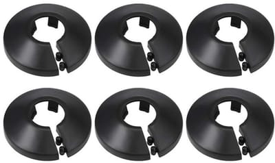 Decoratieve pijpafdekking - 6 Stuks - Waterleiding rozet - Kunststof - Buisrozet - Kraanrozet - Verwarmingsbuis installatiemateriaal - Radiatorbuis rozet - Radiatorrozet - Voor buizen Ø 16 - 17mm - Zwart