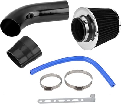 Dailygoods - Luchtfilter Koude Luchtfilter - Universeel 76 mm - Verhoogt Motorprestaties - Zwart - Aluminium Afvoerslang - Geschikt voor Auto's - 3 Inch