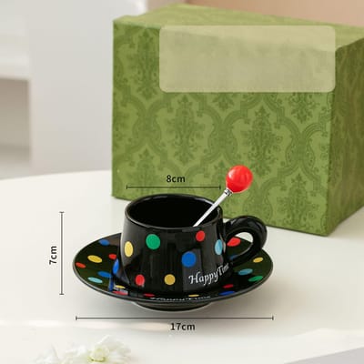 Koffiekopje in Scandinavische stijl met lepel Kop en schotel Hoge waarde Creatief keramisch kopje Kantoor Waterkop Meisjessouvenir 260ML