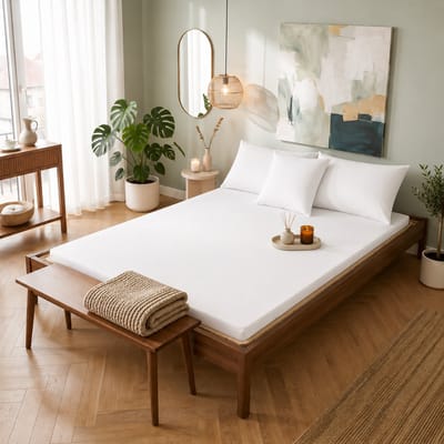 Saphira SOFT Geweven Katoen Topper Hoeslaken – Wit – 160x200 cm – Tweepersoon – 20 cm Matrashoogte – 100% Katoen – 360° Elastiek Rondom – Glad, Ademend & Zacht