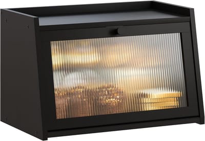 Bamboe brooddoos met venster - ruime broodcontainer voor keuken - zwart