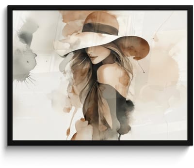 Poster in lijst - Fotolijst 80x60 cm - Posters - Mysterieus - Vrouw - Sepia - Posterlijst zwart - Decoratie - Wanddecoratie woonkamer - Muurdecoratie slaapkamer