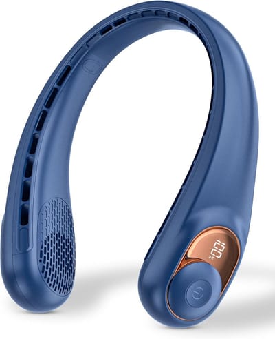 Nekventilator, draagbare 3600 mAh ventilator, verstelbare persoonlijke ventilator die aan de nek kan worden bevestigd, 3 turbo's, sterke wind, 360° koeling, superstil, bladloos ontwerp