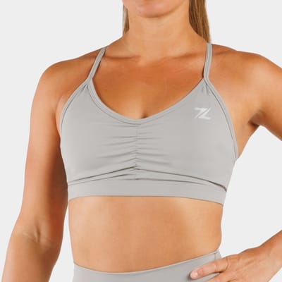 ZEUZ Dames Sport BH – Ruched Design – Fitness & Yoga - Lichtgrijs - XS