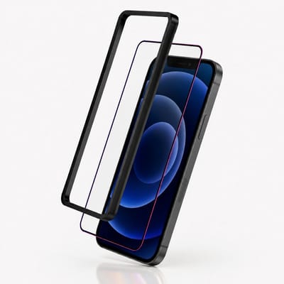3mk, Set van 2 Tempered Glass Screenprotectors Geschikt voor Apple iPhone 12 Pro Hardy Hardura met Applicator, Zwart / Transparant