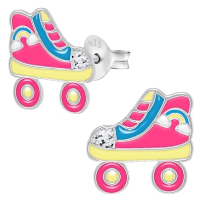 WeLoveSilver - zilveren oorstekers kinderen - rolschaatsen regenboog