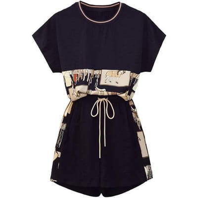 Vêtements pour Fille Ronde Couvre sa Chair et Paraît Mince et Tendanceable Short d'Été de Loisir Tendance Combinaison de Loisir Deux Pièces pour Femmes 4XL noir
