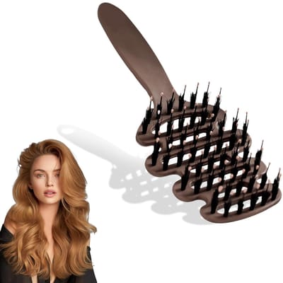 Dailygoods - Volume haarborstel met wildzwijnharen, ronde borstel & toupeerborstel, volumeborstel, voor volume en glans, ronde haarborstel, stylingborstel, stylingborstel voor vrouwen en mannen