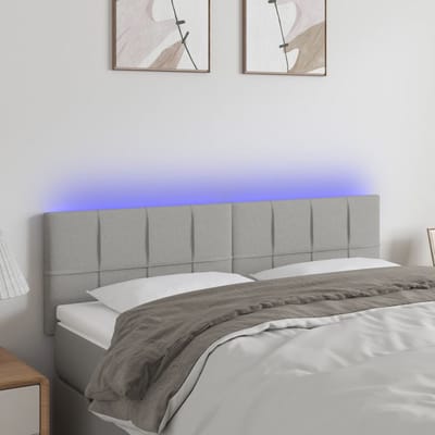 vidaXL - Hoofdbord - LED - 144x5x78/88 - cm - stof - lichtgrijs