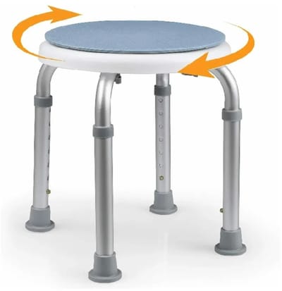 Douchestoel Draaibaar Verstelbaar - Antislip Badkruk - Veilig Douchezitje - Compact Design - Aluminium Wit Blauw