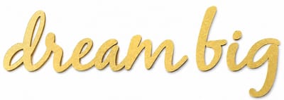 Houten wanddecoratie - Wooden wall decoration | Dream big 72 x 24cm | Goud - Gold | Muurdecoratie - Wall art - Wandfiguur - Babykamer - Kids - Deco