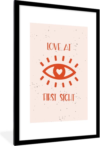 Fotolijst incl. Poster - Love at first sight - Spreuken - Quotes - Koppel - 60x90 cm - Posterlijst