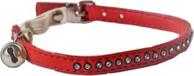 Animalking Kattenhalsband met Belletje - Kattenriem - Kattenbandje - Cat Collar - Rood met Diamanten
