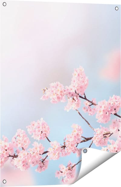 Gards Tuinposter Roze Bloesem Bloemen - 60x80 cm - Tuindoek - Tuindecoratie - Wanddecoratie buiten - Tuinschilderij