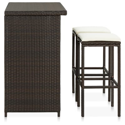 vidaXL - 3-delige - Barset - poly - rattan - bruin