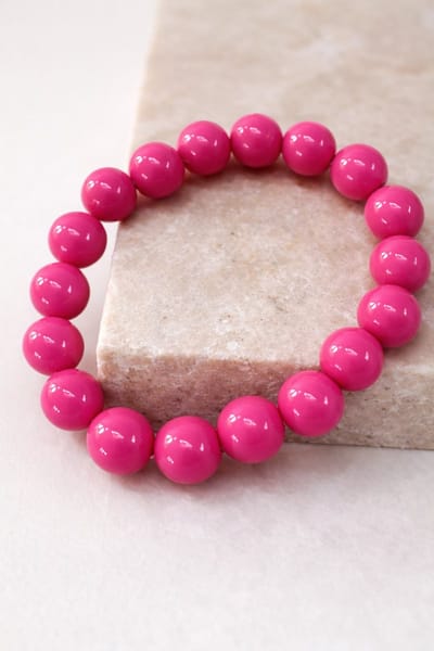 Lundholm Luxe Kralen Armband Roze - Kralenarmband Dikke Kralen - One Size
