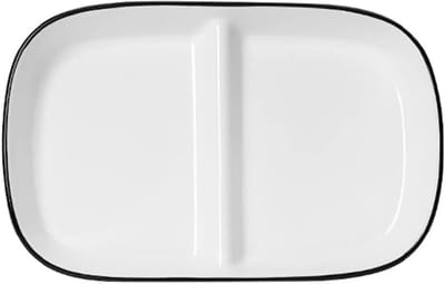 Keramiek Borden - Portiecontrole Schotel - 1 Stuk - 24,5x16x3,7cm - Gezonde Maaltijdverdeling - Thuis en Horeca - Wit