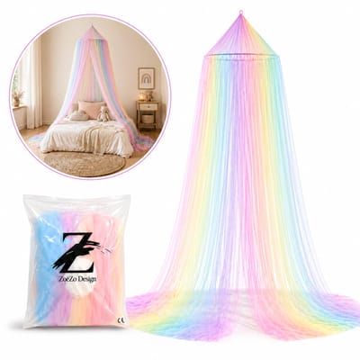 ZoeZo Regenboog Klamboe - Muggennet voor Eenpersoons en 2 Persoons Bed - Bedhemel voor Kinderkamer - Bedonderdeel