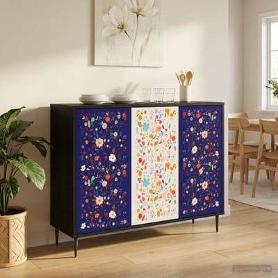 vidaXL - Dressoir - MAINZ - Zwart - eiken - 102 - x - 33 - x - 76 - cm - Bewerkt - hout