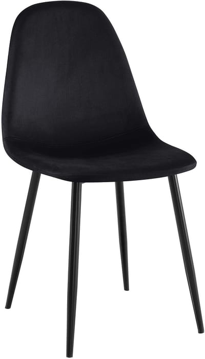 CLP Napier Eetkamerstoel - Modern Design - Zonder armleuning - Metalen Onderstel - Comfortabele Rugleuning - Max. 150 kg - Fluweel/zwart