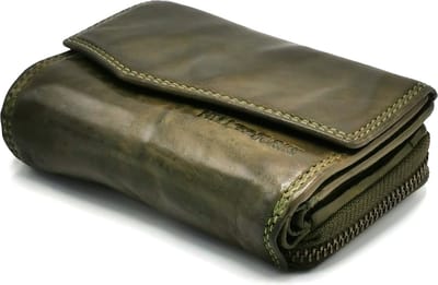 Hillburry Portemonnee met Omslag Gewassen Leer groen - RFID - medium formaat - soepel leder - degelijk en praktisch - HILL7531/W-GRN