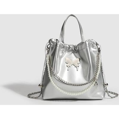Mode Niche Draag Zilveren Korset Straattas Dames Zomer Strik Crossbody Emmer Tas Dames gray