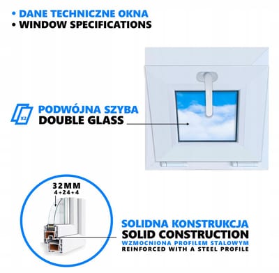 STANDAARD PVC-raam wit 40x40 kantelbaar 400x400 naar boven openslaand 40cmx40cm nieuw