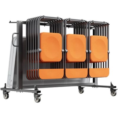 VEVOR opklapbare stoelstandaard, draagvermogen 181 kg, opklapbare stoeltrolley voor 42 stoelen of 12 tafels, multifunctionele stoeltrolley met rubberen wielen en houders, grote stoelhouder, matzwart