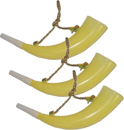 Jachthoorn toeter voor Oktoberfest/Alpen - Multipak van 3x stuks - plastic - 30 cm - feestartikelen