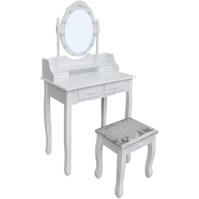 HOME DELUXE Make-up tafel met kruk Rosy (Wit)