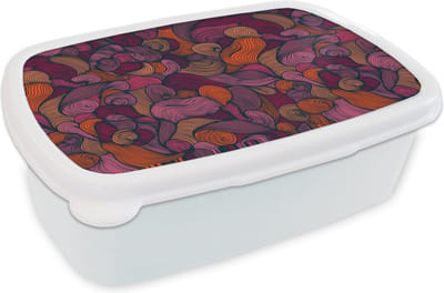 Broodtrommel Wit - Lunchbox - Brooddoos - Patroon - Line art - Art nouveau - 18x12x6 cm - Volwassenen