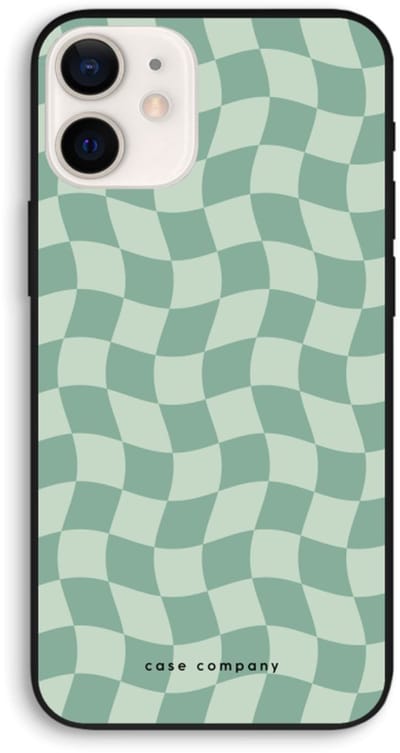 Case Company® - Hoesje geschikt voor iPhone 12 hoesje - Grid Groen - Biologisch Afbreekbaar Telefoonhoesje - Bescherming alle Kanten en Schermrand
